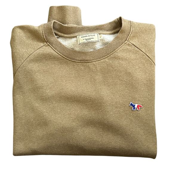 Maison Kitsuné Tricolor Fox Patch Sweatshirt Sand Size L - Picture 3 of 8